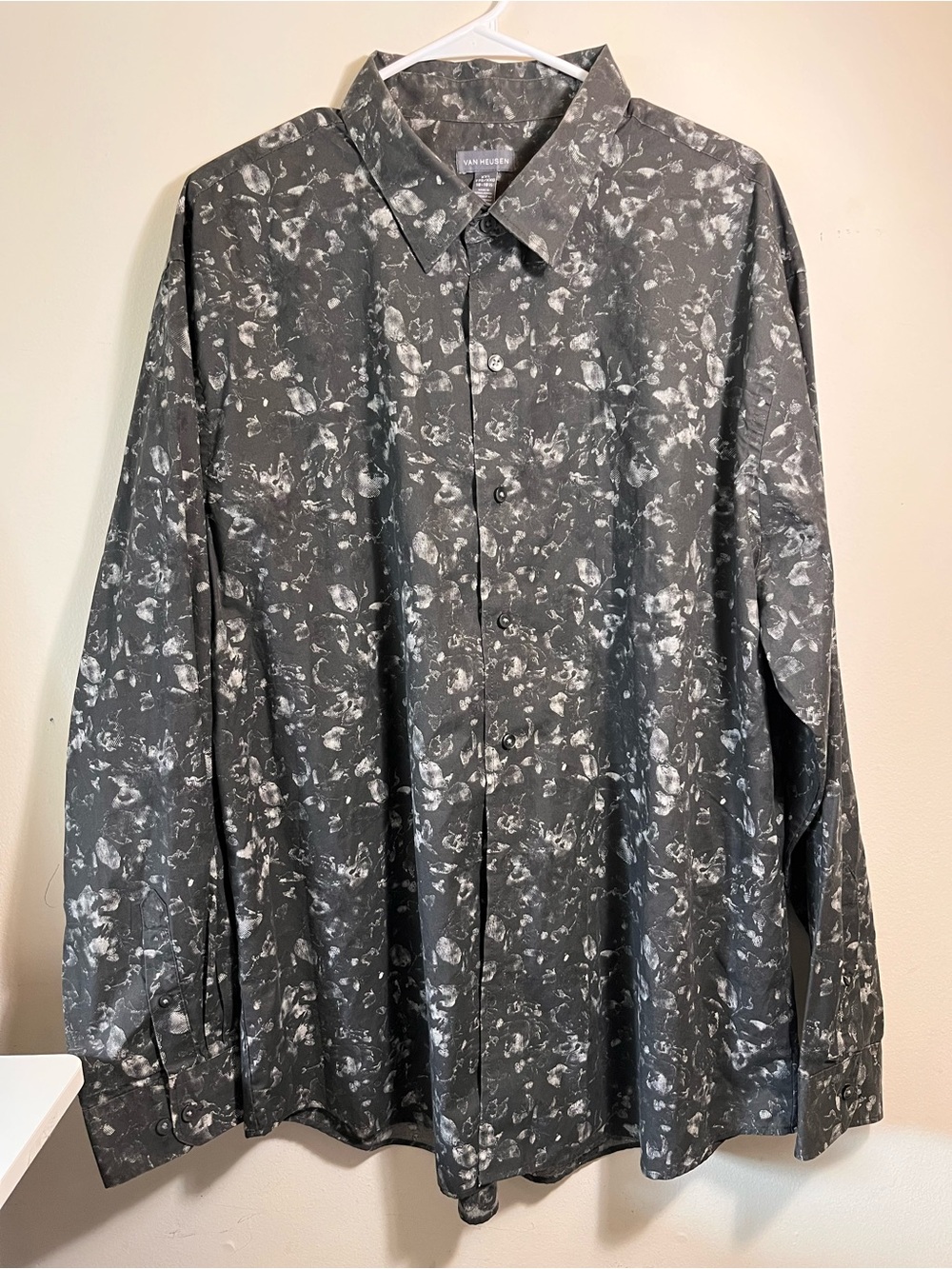 Van Heusen Men's Charcoal Gray Abstract Print Shirt Jacket